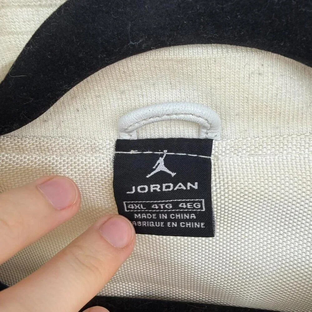Jordan Men’s Cow Leather Jacket White Full Zip Jumpman Logo Size 4XL